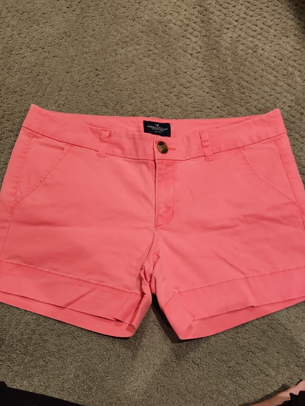 Bright Pink Women's Chino Shorts - American Eagle Outfitters 12 Midi